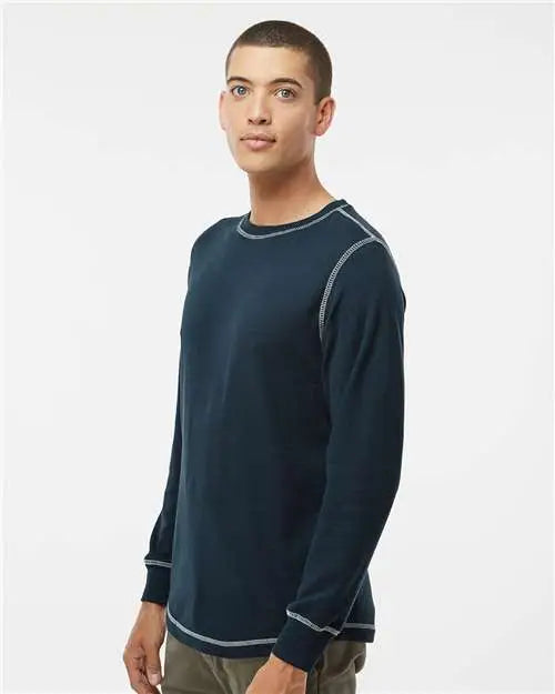 J. America 8238 Vintage Thermal Long Sleeve T-shirt - Navy White