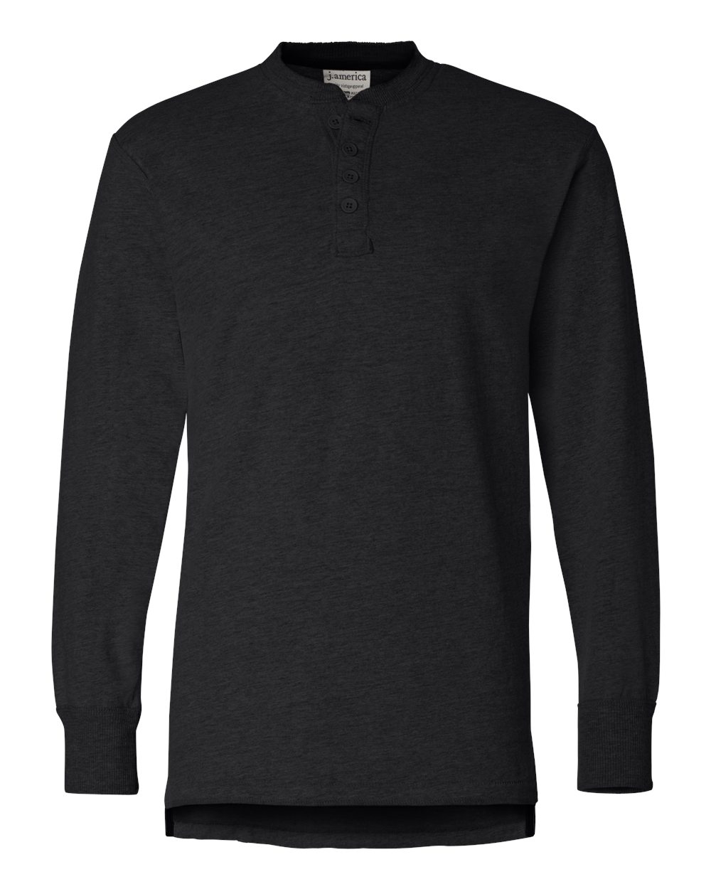 J. America 8244 Vintage Brushed Jersey Henley - Black