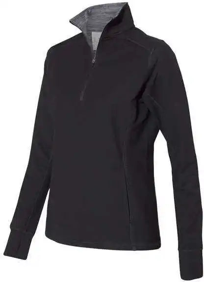 J. America 8433 Womens Omega Stretch Quarter-zip Pullover - Black Triblend
