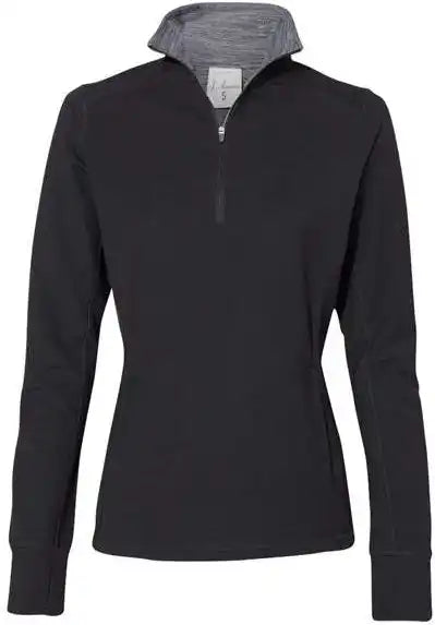 J. America 8433 Womens Omega Stretch Quarter-zip Pullover - Black Triblend