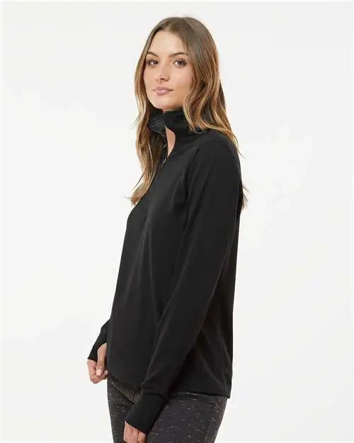 J. America 8433 Women’s Omega Stretch Quarter-zip Pullover - Black Triblend