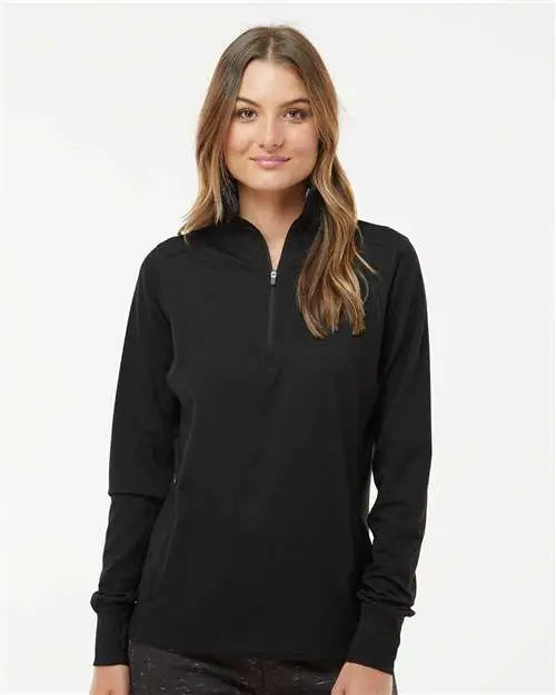 J. America 8433 Women’s Omega Stretch Quarter-zip Pullover - Black Triblend
