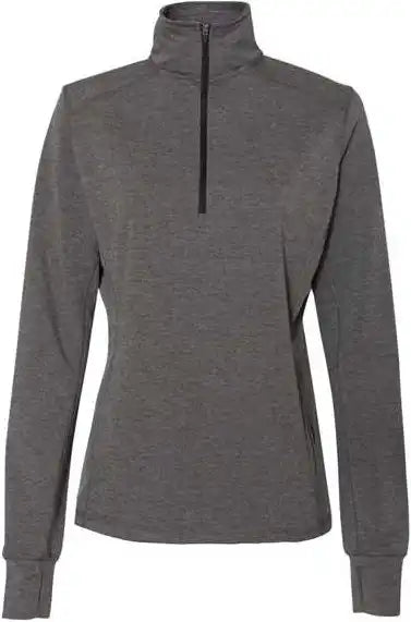 J. America 8433 Womens Omega Stretch Quarter-zip Pullover - Charcoal Triblend