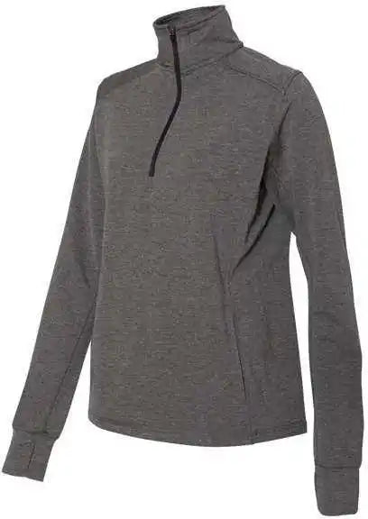 J. America 8433 Womens Omega Stretch Quarter-zip Pullover - Charcoal Triblend
