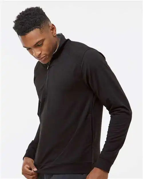 J. America 8434 Omega Stretch Quarter-zip Pullover - Black Triblend