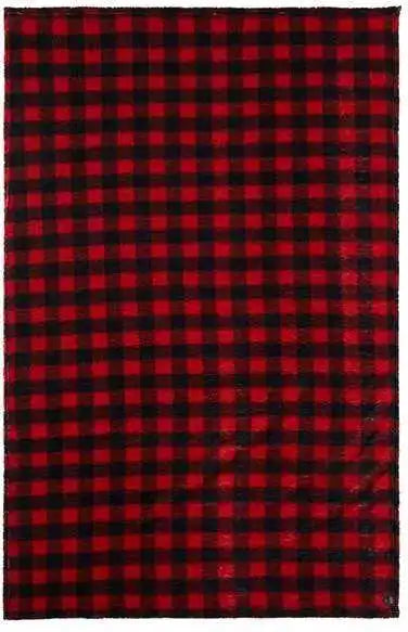 J. America 8449 Epic Sherpa Blanket - Red Black Buffalo - one Size Fits Most