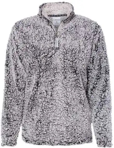 J. America 8451 Womens Epic Sherpa Quarter Zip Pullover Black Heather
