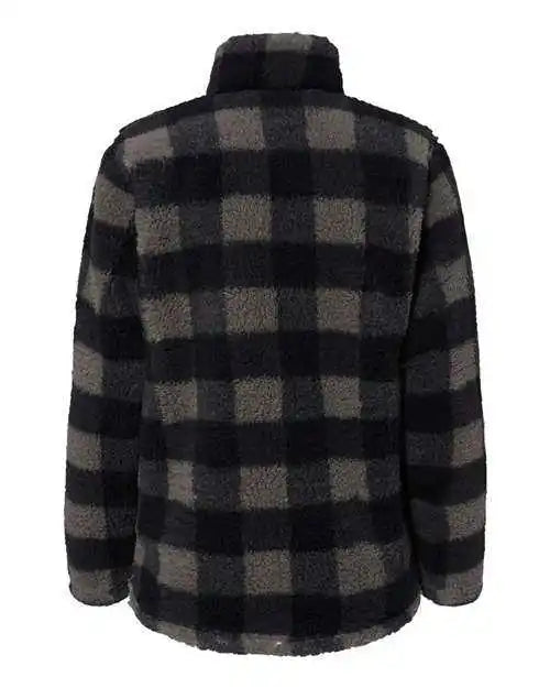 J. America 8451 Womens Epic Sherpa Quarter-zip Pullover - Black Charcoal Buffalo