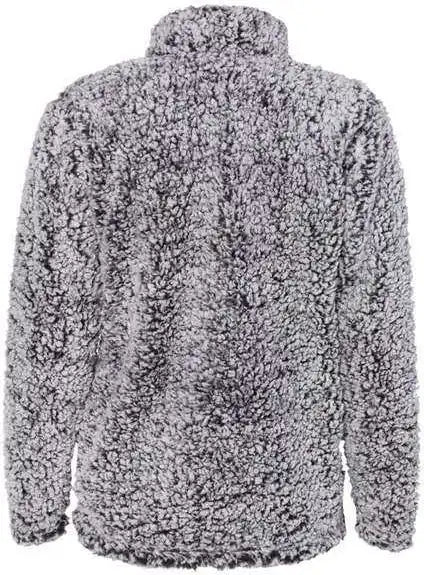 J. America 8451 Womens Epic Sherpa Quarter Zip Pullover Black Heather