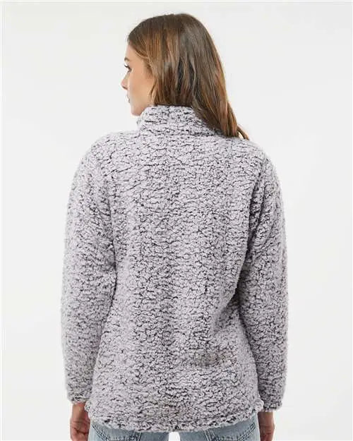 J. America 8451 Women’s Epic Sherpa Quarter-zip Pullover - Black Heather