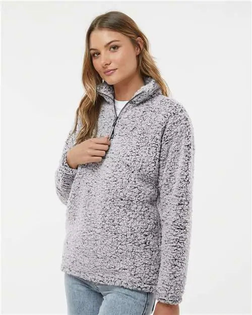 J. America 8451 Women’s Epic Sherpa Quarter-zip Pullover - Black Heather