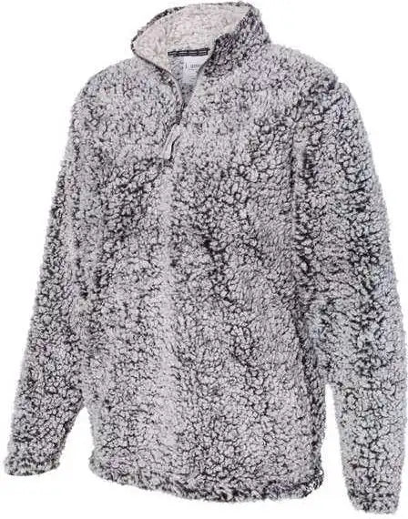 J. America 8451 Womens Epic Sherpa Quarter Zip Pullover Black Heather