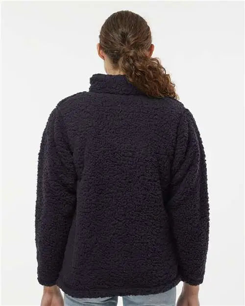 J. America 8451 Women’s Epic Sherpa Quarter-zip Pullover - Black