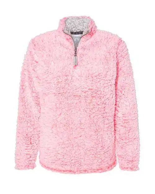 J. America 8451 Womens Epic Sherpa Quarter-zip Pullover - Fire Coral Heather