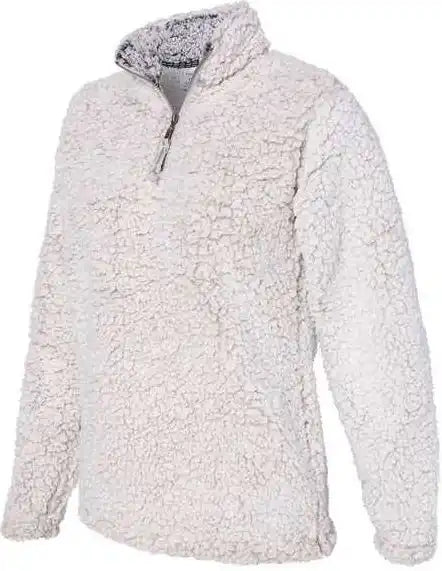 J. America 8451 Womens Epic Sherpa Quarter-zip Pullover - Oatmeal Heather