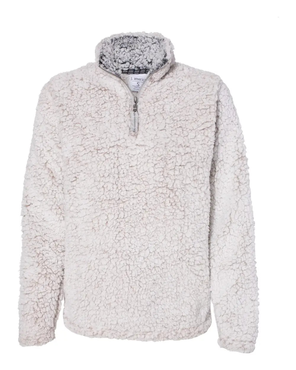 J. America 8451 Women’s Epic Sherpa Quarter-zip Pullover - Oatmeal Heather - Sand / s