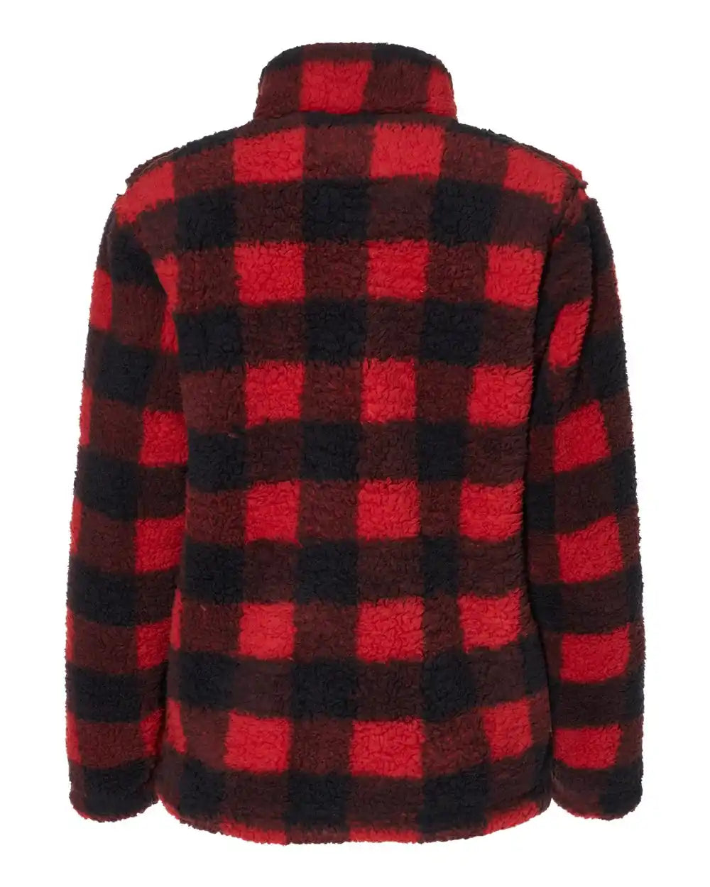 J. America 8451 Women’s Epic Sherpa Quarter-zip Pullover - Red Black Buffalo - Red/ / s