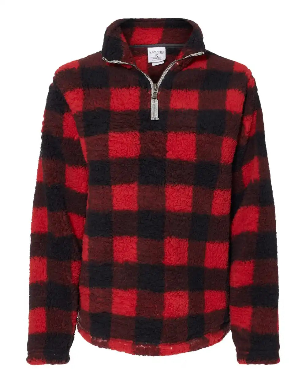 J. America 8451 Women’s Epic Sherpa Quarter-zip Pullover - Red Black Buffalo - Red/ / s
