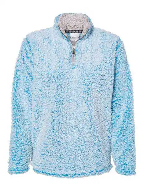 J. America 8451 Womens Epic Sherpa Quarter Zip Pullover Sapphire Heather