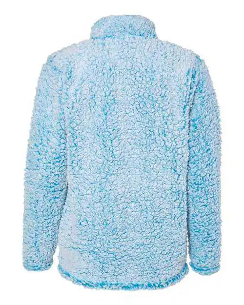 J. America 8451 Womens Epic Sherpa Quarter Zip Pullover Sapphire Heather