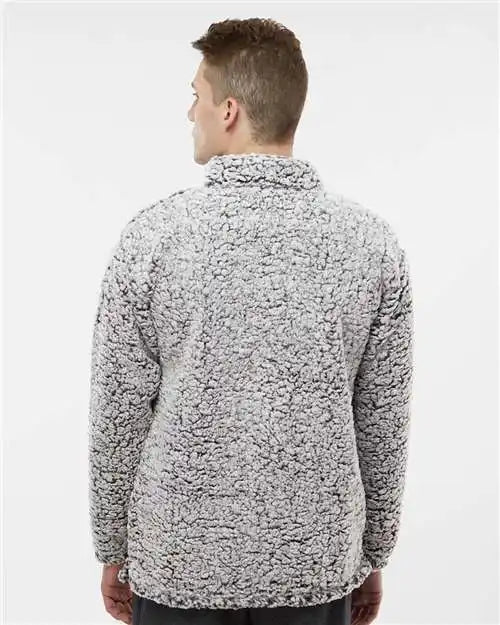 J. America 8454 Sherpa Quarter-zip Pullover - Black Heather