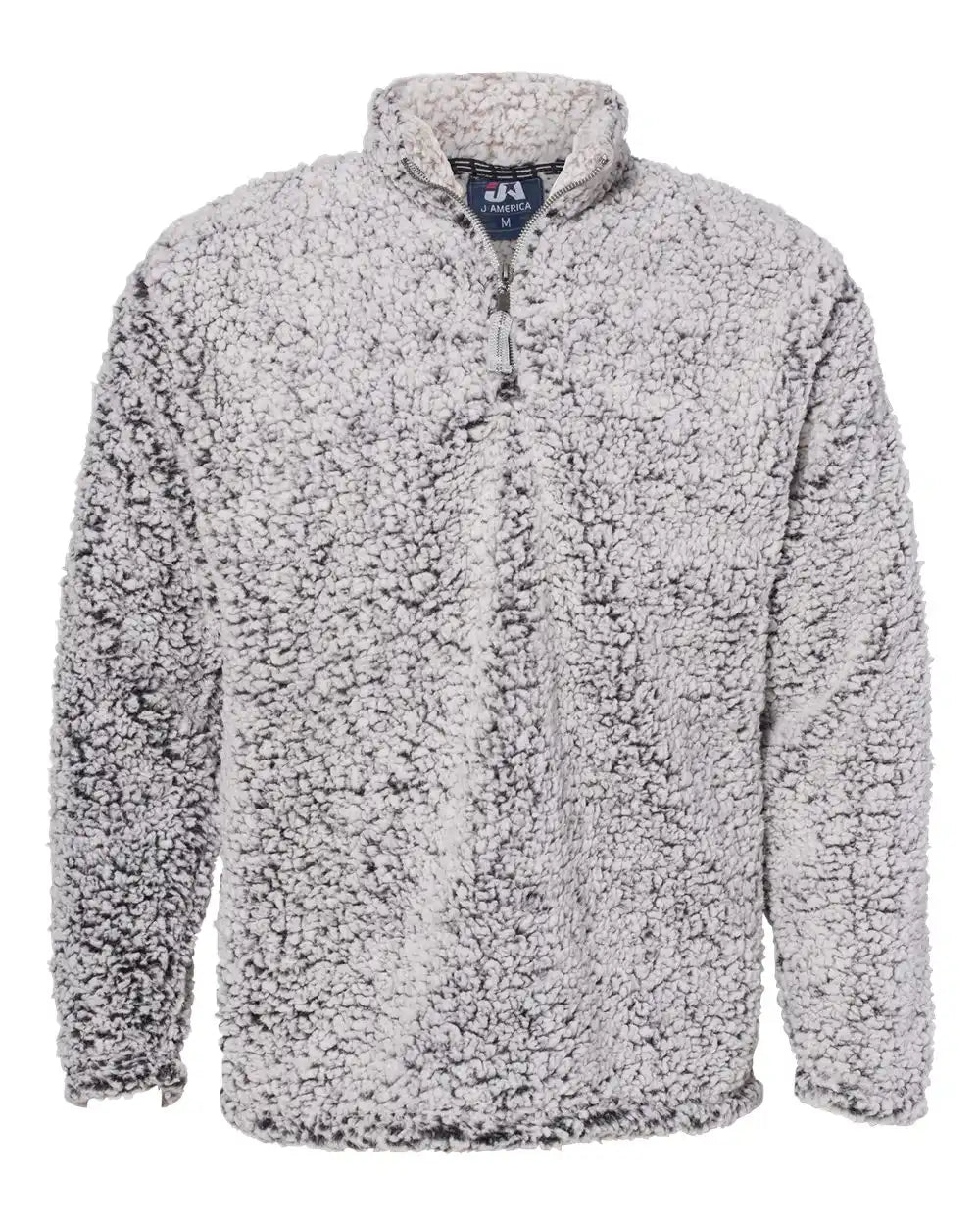J. America 8454 Sherpa Quarter-zip Pullover - Black Heather - s