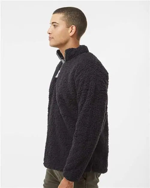 J. America 8454 Sherpa Quarter-zip Pullover - Black