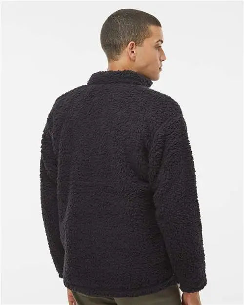 J. America 8454 Sherpa Quarter-zip Pullover - Black