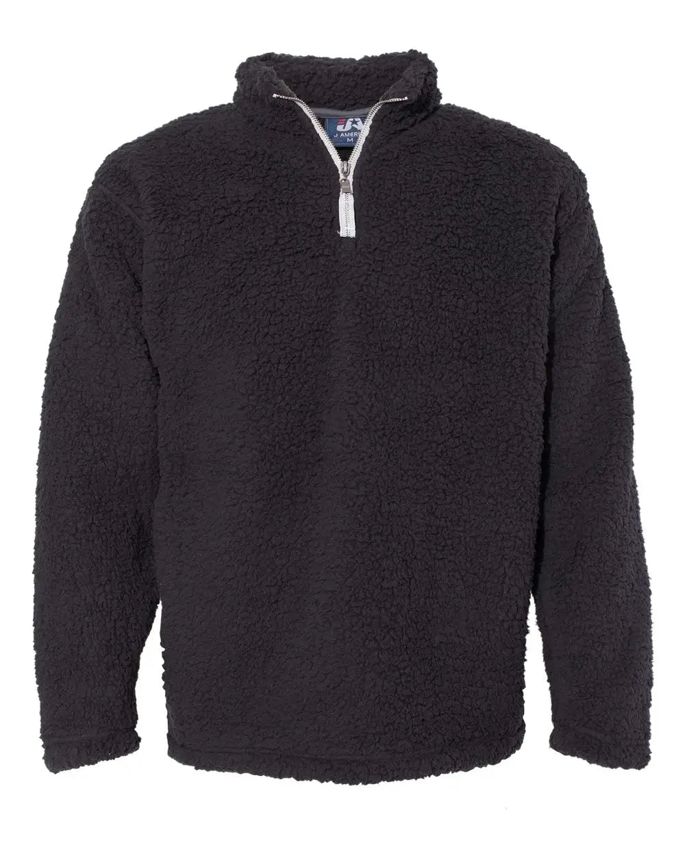 J. America 8454 Sherpa Quarter-zip Pullover - Black - s