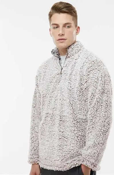 J. America 8454 Sherpa Quarter-zip Pullover - Oatmeal Heather