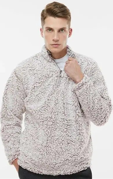 J. America 8454 Sherpa Quarter-zip Pullover - Oatmeal Heather