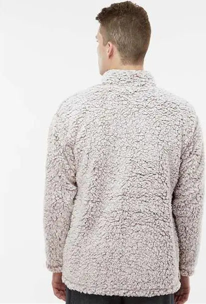 J. America 8454 Sherpa Quarter-zip Pullover - Oatmeal Heather