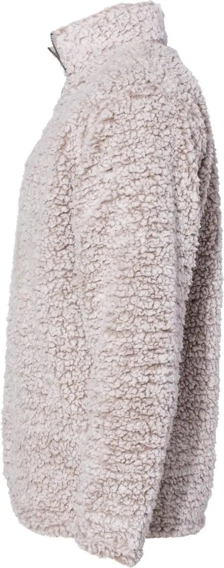 J. America 8454 Sherpa Quarter-zip Pullover - Oatmeal Heather
