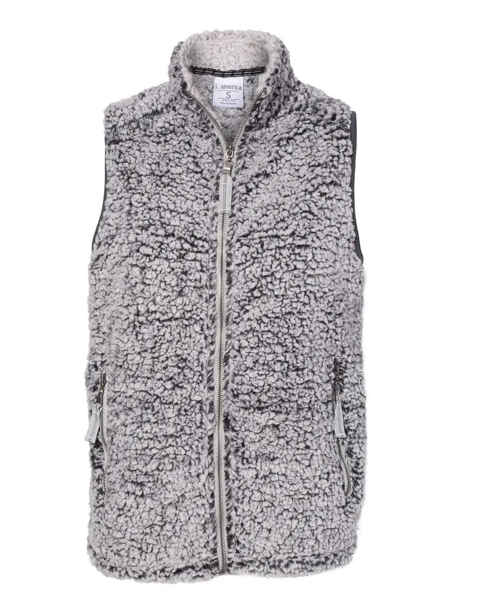 J. America 8456 Women’s Epic Sherpa Full-zip Vest - Black Heather