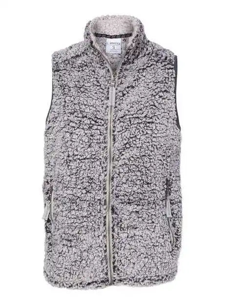 J. America 8456 Womens Epic Sherpa Full-zip Vest - Black Heather