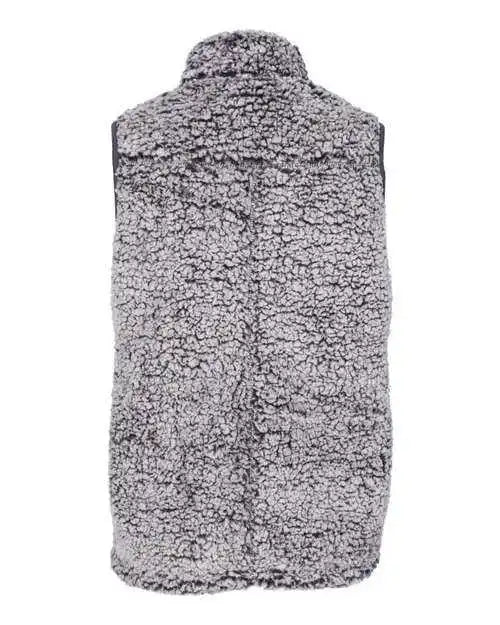J. America 8456 Womens Epic Sherpa Full-zip Vest - Black Heather