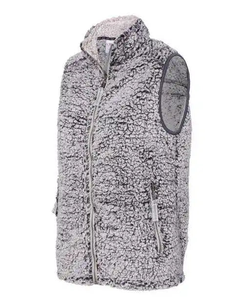 J. America 8456 Womens Epic Sherpa Full-zip Vest - Black Heather