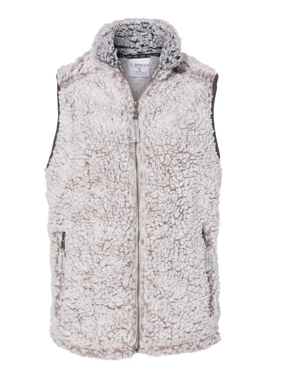 J. America 8456 Women’s Epic Sherpa Full-zip Vest - Oatmeal Heather - Sand / s
