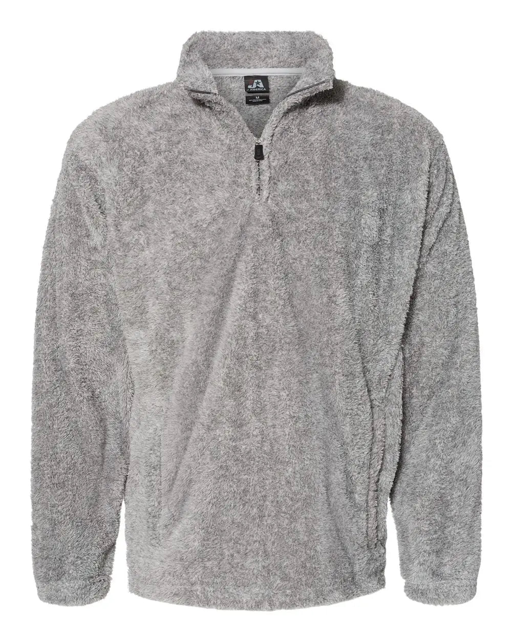 J. America 8464 Boundary Shag Frosty Sherpa Quarter-zip Pullover - Grey - Gray / s
