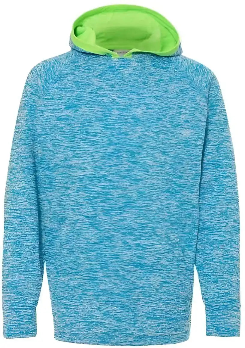 J. America 8610 Youth Cosmic Fleece Hooded Sweatshirt Electric Blue Neon Green