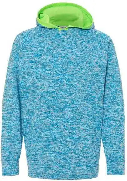 J. America 8610 Youth Cosmic Fleece Hooded Sweatshirt - Electric Blue Neon Green