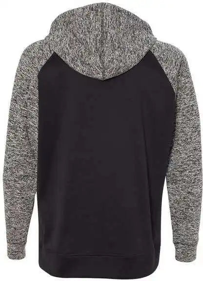 J. America 8612 Colorblocked Cosmic Fleece Hooded Sweatshirt - Black Charcoal Fleck