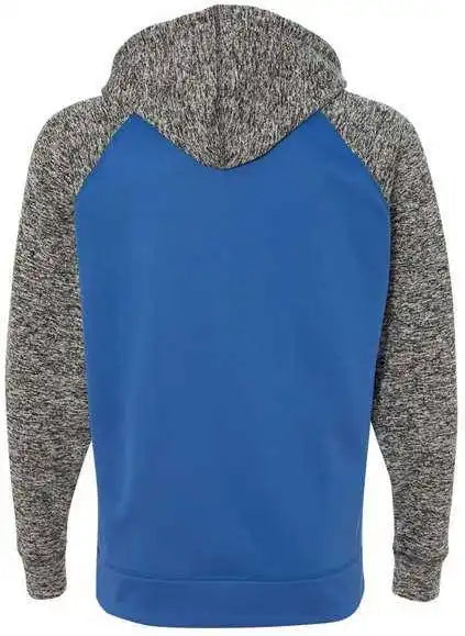 J. America 8612 Colorblocked Cosmic Fleece Hooded Sweatshirt - Royal Charcoal Fleck