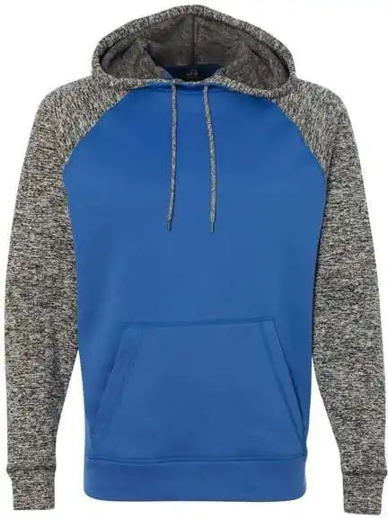 J. America 8612 Colorblocked Cosmic Fleece Hooded Sweatshirt - Royal Charcoal Fleck