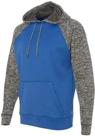 J. America 8612 Colorblocked Cosmic Fleece Hooded Sweatshirt - Royal Charcoal Fleck