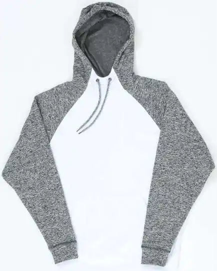 J. America 8612 Colorblocked Cosmic Fleece Hooded Sweatshirt - White Charcoal Fleck