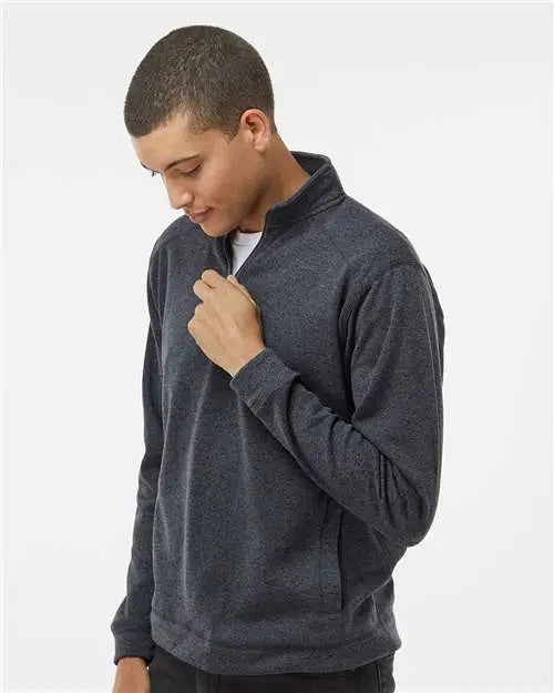 J. America 8614 Cosmic Fleece Quarter-zip Sweatshirt - Onyx Fleck