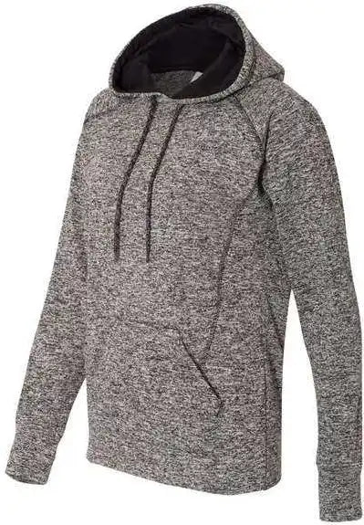 J. America 8616 Womens Cosmic Fleece Hooded Sweatshirt Charcoal Fleck Black