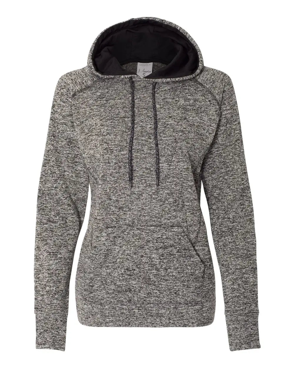 J. America 8616 Women’s Cosmic Fleece Hooded Sweatshirt - Charcoal Fleck Black - Dark Gray / s