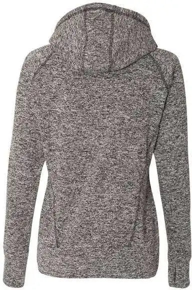 J. America 8616 Womens Cosmic Fleece Hooded Sweatshirt Charcoal Fleck Black